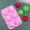 Spot Wholesale 6 Flores Consecutivas Forma de Flor de Estrella de Cinco Puntas Molde de Silicona para Pastel Gelatina Pudín Molde de Chocolate