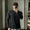 Camiseta de manga larga para hombre estilo americano, con textura de panal, secado rápido, transpirable y elástica, diseñada para el otoño