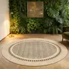 Alfombra de Piso Minimalista Color Crema para Dormitorio con Terciopelo de Cristal Estampado, Cojín Grueso para Silla, Alfombra Redonda para Envío Transfronterizo