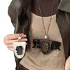 Colar Magnético com Clipe para Óculos em Couro com Gatinho e Bolinhas Único para Mulheres Estilo Doce e Descolado Acessório de Colar com Pingente Longo para Clipe de Óculos de Sol para Uso Externo