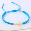 Pulsera tejida roja hecha a mano popular de Amazon para hombres y mujeres, pulsera de pareja con cruz de acero inoxidable transfronteriza europea y americana