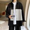 Camisa de manga corta empalmada diseñada para hombre en otoño, estilo japonés, versátil, a la moda, holgada, casual, chaqueta tipo camisa de trabajo con solapa