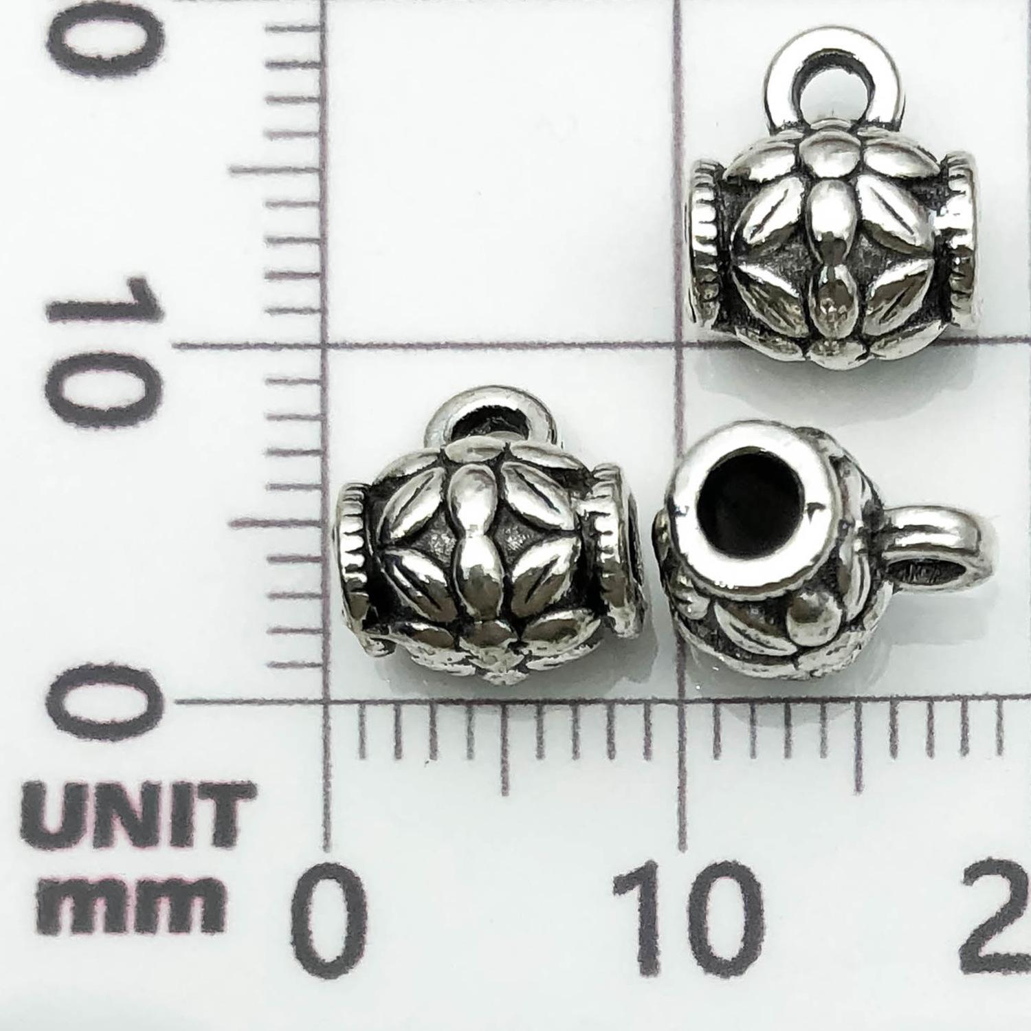 21078-HY-古银花朵挂头9x8孔3mm-1g