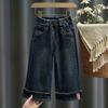 Vaqueros de niña Otoño Nueva ropa infantil Pantalones de tubo rectos holgados para niños Primavera y otoño Adelgazantes Estilo occidental Casual Combinación