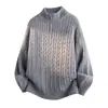 Suéter Grueso 2026 con Cuello Medio Alto para Hombre, Cuello con Cremallera Versátil, Tejido Jacquard Moderno, Capa Base de Punto Casual y Cálida