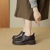Sapatos de Couro com Solado Grosso Estilo Britânico para Mulheres, Mocassins Slip-On de Salto Grosso, Novo Estilo Primavera, Sapatos Versáteis para o Trabalho para Mulheres
