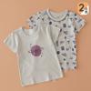 Camiseta de Manga Curta para Meninas Verão Infantil Top de Algodão Puro Algodão de Bambu Fino Respirável Manga Curta Vestido de Verão Infantil para Meninas