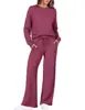 2026 Comercio Exterior Transfronterizo Europeo y Americano Otoño/Invierno Nuevo Color Sólido Cuello Redondo Sudadera de Moda Conjunto Casual de Dos Piezas Manga Larga Conjunto para Mujer