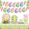 Mm230 Cuadros Primavera Pascua Conejo Fiesta Festivo Vajilla 8 Personas Set de 4 Piezas Plato de Papel Servilleta de Papel Vaso de Papel