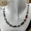 En stock de fábrica Venta caliente transfronteriza Cadena hecha a mano Moda Collar atmosférico Cadena imperial Frijol de agujero grande Cadena de acero inoxidable Gosline