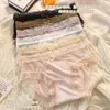 Braguitas de Malla de Encaje Dulce con Lazo para Mujer Transpirables Cómodas