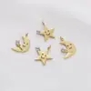 Colgante Cara Sonriente Estrella Luna de Circonita de Cobre Relleno de Oro de 14K Hecho a Mano DIY Pulsera Collar Pendientes Accesorios de Colgante
