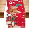 Camino de mesa impreso personalizado de Navidad e Invierno con Copo de Nieve y Pino Elementos Invernales, Mantel Largo para Decoración del Hogar en Fiestas