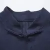 Hanfu para hombre estilo chino Traje Tang de abuelo Estilo Buda Traje Zen para hombre Camisa de lino de algodón Ropa tradicional china retro de la República de China