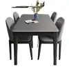 Juego de mesa de comedor y sillas de pizarra estilo italiano, mesa de comedor moderna para uso doméstico, madera maciza, tamaño pequeño, lujo ligero, mesa de comedor rectangular estilo occidental