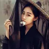Estilo Tradicional Chino Velos de Hada Cortina Hanfu Sombrero Accesorio Elegante Cubre Rostro en Stock Cosplay Plegado