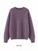 Suéter de punto de lana para mujer, comercio electrónico transfronterizo ruso y europeo/americano, color liso, cuello redondo, manga larga, top cálido