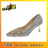 Tacones Altos con Lentejuelas Color Champagne y Pedrería para Mujer 2026 Primavera Otoño Nuevo Estilo Xiuhe Zapatos de Boda de Dos Usos No Cansan los Pies Tacones de Aguja