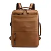 Mochila Mochila para Hombre Casual Simple de Negocios para Computadora de Cuero Moda Mochila Escolar para Estudiante de Secundaria y Universidad Marca de Moda