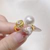 Anillo de Perla Anillo de Cuentas de Concha de Camelia Joyería de Mano Anillo de Perla Ajustable Cuentas de Concha Nácar Moda