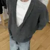 Chamarra Suéter para Hombre para Primavera y Otoño, Marca de Moda Estilo Japonés, Cárdigan de Punto Pesado Holgado con Cuello Alto, Prenda Superior Versátil Casual