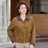 Abrigo de otoño para mujeres de mediana edad y mayores con botones, chaqueta de cuello solapa, corte holgado, elegante, versátil y juvenil