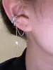 Pendientes de clip de oreja de una sola pieza con forma de hueso para mujer, moda de temperamento simple, personalidad que combina con todo, pendientes de clip de oreja de círculo de doble capa, nueva moda