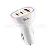 Cargador de Coche de Alta Venta 90W Uno a Tres Puertos Puerto CC Carga Rápida Carga Súper Rápida Carga Extremadamente Rápida Luz de Atmósfera Colorida