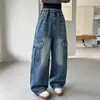 Jeans de Primavera y Otoño para Niñas 2026 Nuevos Casuales Estilo Coreano Niña Niños Medianos y Grandes Retro Ropa de Trabajo Pantalones de Pierna Ancha Transfronterizo