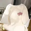 Camiseta Retro de Manga Corta de Algodón Puro para Mujer, Diseño Ins de Verano, Camiseta de Talla Grande Holgada de Nicho con Estampado de Letras