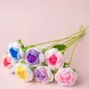 Regalo creativo para el Día de la Madre para mamá, rosa tejida a crochet hecha a mano, regalo de vacaciones, decoración de ramo de hilo