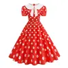 Tiro en Vivo 2026 Amazon Venta Caliente Transfronteriza Vestido de Lunares con Solapa Grande Estilo Francés Retro Hepburn Hong Kong