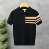 Camisa POLO Estilo Old Money, Camisa de Tricô de Manga Curta com Gola Reversível para Homens, Camiseta Paul com Três Listras, Atacado de Fábrica Transfronteiriço de Verão