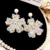 Aguja de Plata 925, Año de Vida, Aretes de Flor de Cristal Rojo, Temperamento Exagerado, Cara a Cara, Red Delgada, Aretes de Flor de Perla Roja