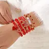Pulseira com Pingente de Morango Fruta Fofa Desenho Animado Argila Polimérica Cristal Artificial Contas Elásticas Multicamadas