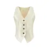 T319-Ropa de mujer estilo europeo y americano 2026 primavera-verano nuevo top sexy de cuello en V con chaleco cárdigan sin mangas