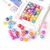 Perla de colores con agujero pasante, agujero de cinta AB, perla redonda ABS de imitación, cuentas sueltas, material de bricolaje hecho a mano, accesorios de joyería