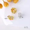 Relleno de Oro de 18K Color Duradero Circonita Agujero Grande Copo de Nieve Separador Perla Anillo de Diamante Separador Pulsera DIY Material de Cuentas Accesorios para Collares