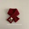 Bufanda de Punto para Niños Estilo Coreano Calentador de Cuello Cálido de Invierno Rojo Retro Año Nuevo Calentador de Cuello de Dibujos Animados para Niños y Niñas