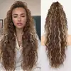 Coleta Sintética Estilo Europeo y Americano para Mujer, Cabello Largo Rizado Ondulado, Rizado Tipo Maíz Esponjoso, Coleta con Pinza de Garra, Fibra de Alta Temperatura