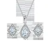 Europa y Estados Unidos transfronterizo nueva moda collar de pendientes de circonita de gotas de agua para mujer simple moda alto sentido J6091