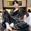 Fábrica de Origem Pijama Masculino de Flanela Outono e Inverno Juventude Veludo Engrossado Desenho Animado Casual Conjunto de Roupa para Casa