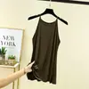 Camisole de modal com amarração no pescoço feminina de verão fina regata justa tipo tubinho colete preto com fenda lateral
