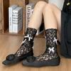 Calcetines de mujer estilo coreano con lazo y encaje apilables para primavera y verano