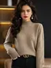 Suéter de punto de cuello medio para mujer, venta al por mayor transfronteriza, otoño e invierno, top de talla grande, artículo popular de exportación para capas base