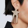 Brincos de Estrela de Cinco Pontas Simples para Comércio Exterior Transfronteiriço Brincos com Franjas Versáteis para Mulheres Brincos de Strass Estilo Ins Brincos