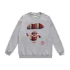 Marca moderna de estilo japonês com estampa de desenho animado de cabeça de macaco, nova blusa de moletom casual de gola redonda em terry de corte solto para homens e mulheres, adequada para adolescentes no outono e inverno