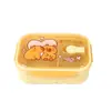 Lancheira retangular de Capivara de grau alimentício, micro-ondas, lancheira plástica de compartimento duplo com garfo e colher, 800ml