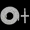 Collar con Colgante de Cruz de Diamante Hip-Hop Europeo y Americano Collar de Cadena Cubana Fila de Joyas Llenas de Diamantes Cadena de Tenis de Diamante Persona a la Moda