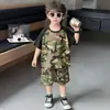 Traje de Camuflaje para Niños, Estilo Delgado de Verano, Nuevo Modelo 2026, Elegante y a la Moda, para Niños Pequeños de 3-4 Años, Ropa de Verano, Conjunto de Dos Piezas para Niños